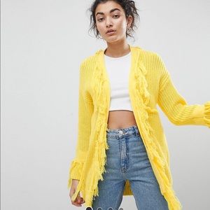 ASOS yellow cardigan sweater